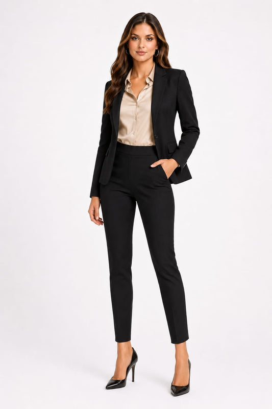 Blazer Essence – Largo medio con botón central y bolsillos de tapa