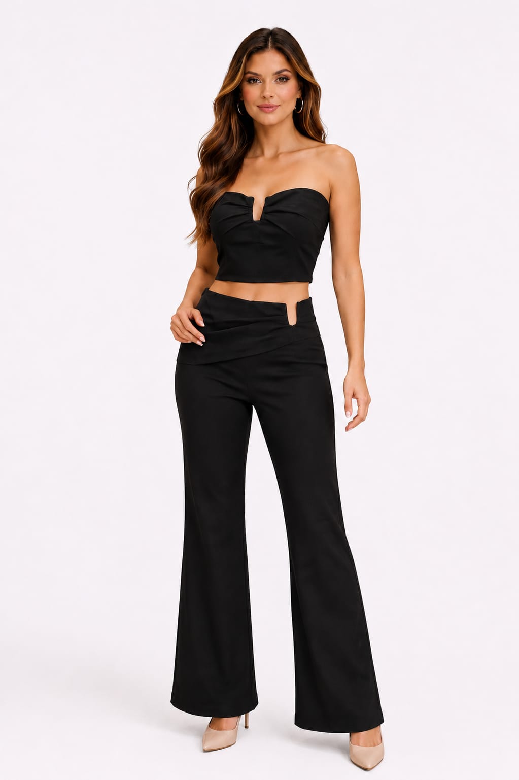Conjunto Serena – Top y pantalón con detalle decorativo