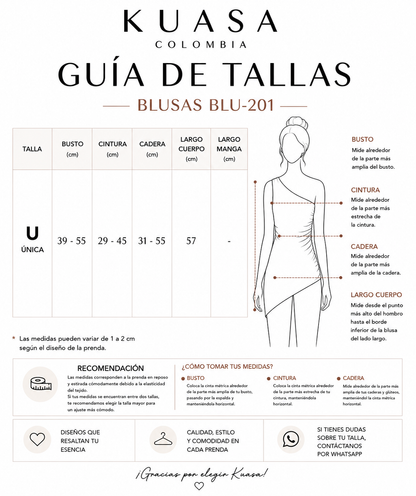 Blusa Évora - Diseño asimétrico con terminación en punta