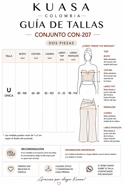 Conjunto Serena – Top y pantalón con detalle decorativo